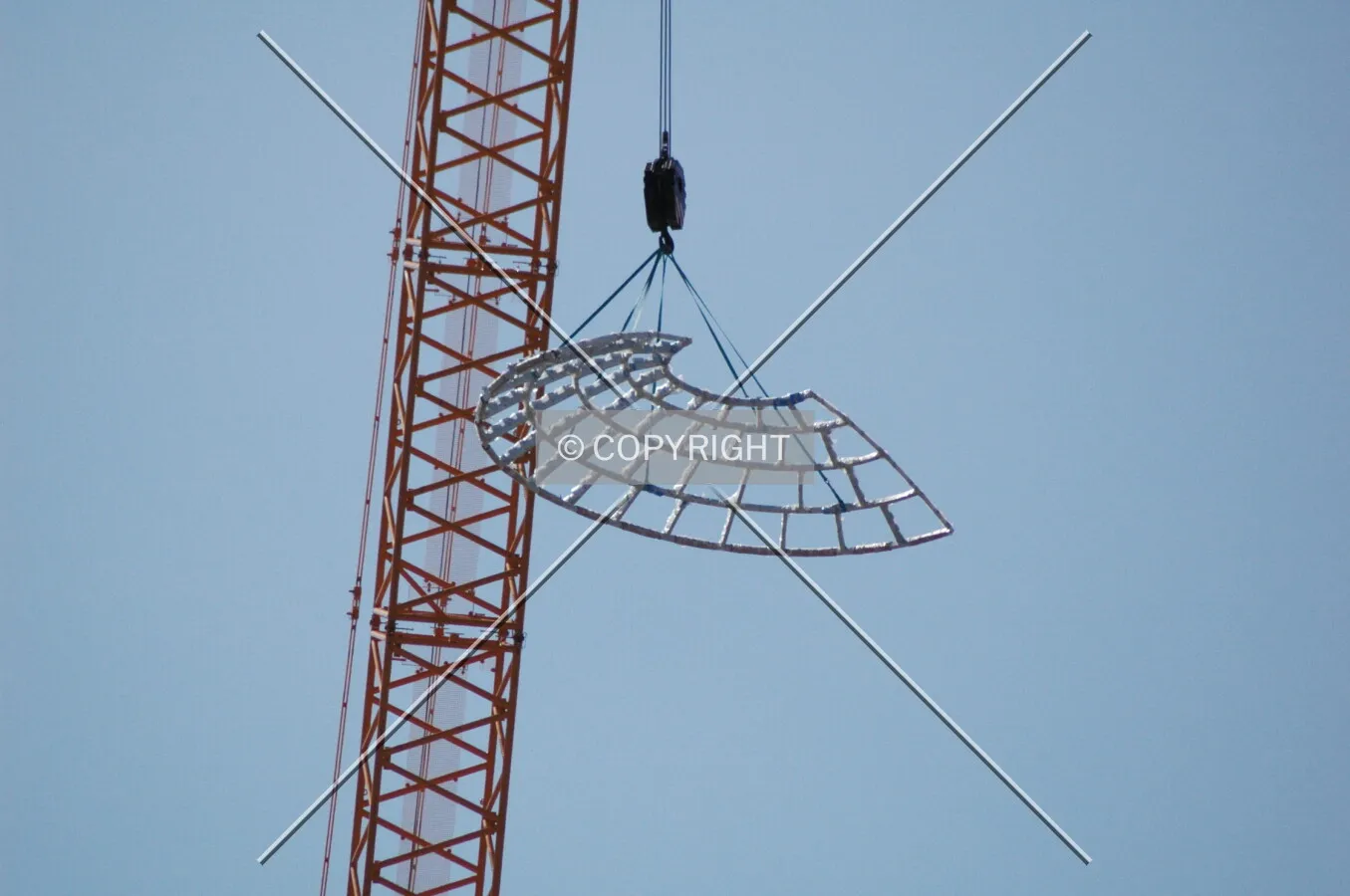 Top of the building raised by a crane
