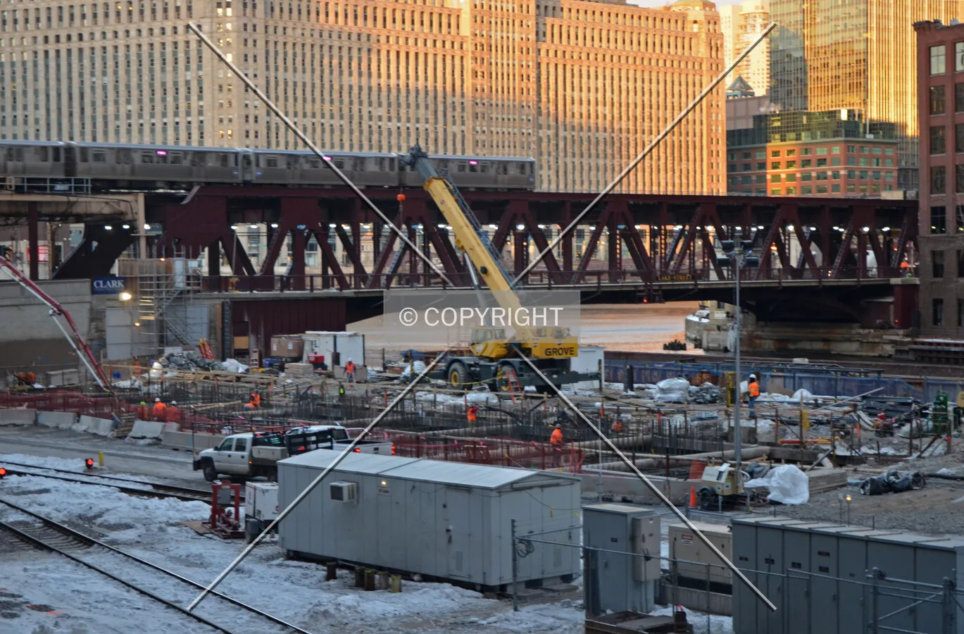 Looking northeast across the site during the foundation mat pour; February 14, 2015.