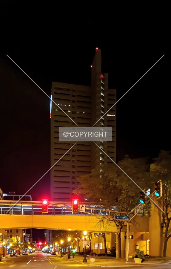 View from the southwest at night; August 10, 2019