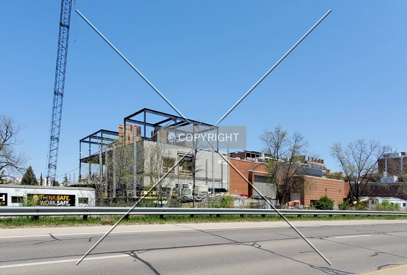 From the southwest during renovation; May 9, 2020