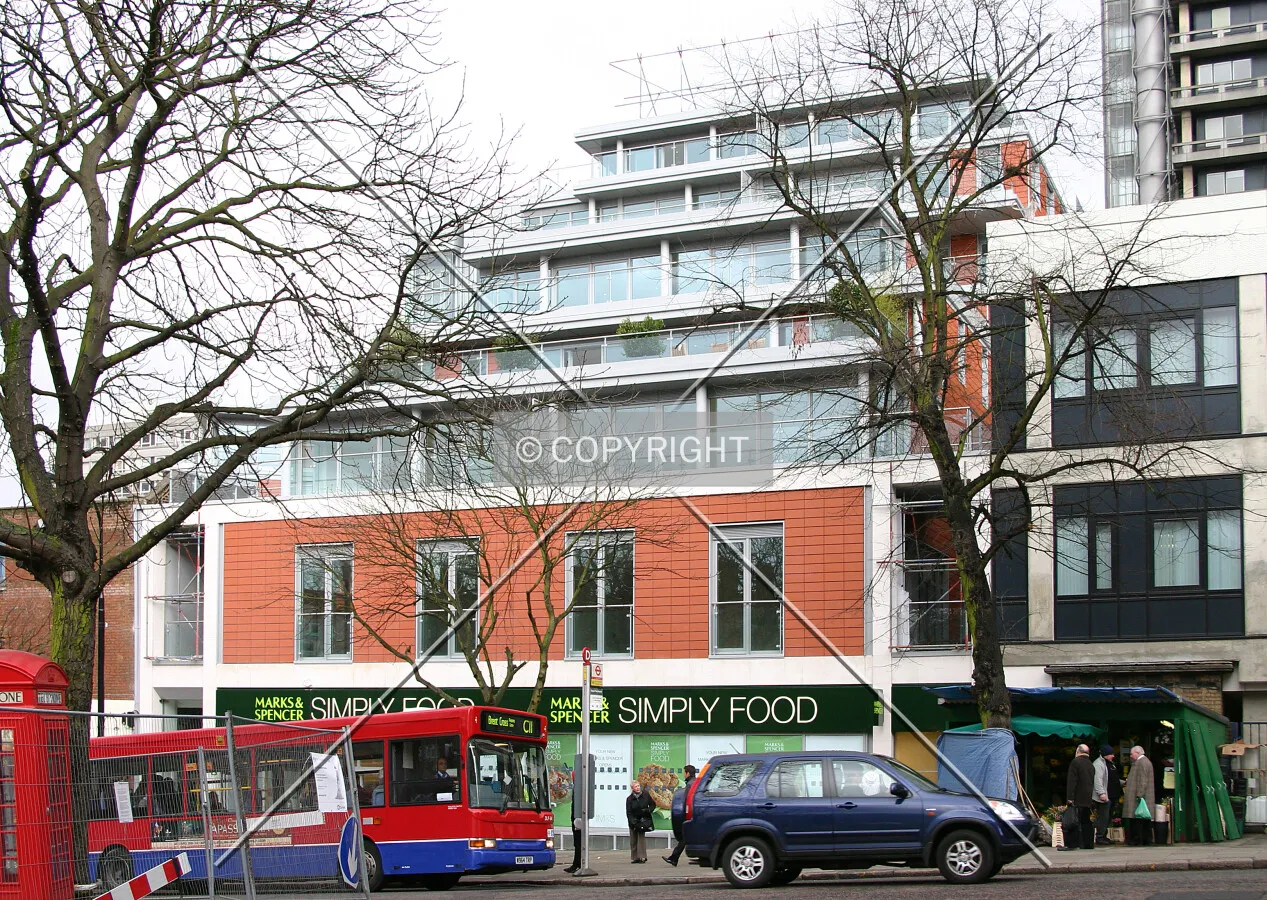 View south from South End Road of the Pond Street frontage