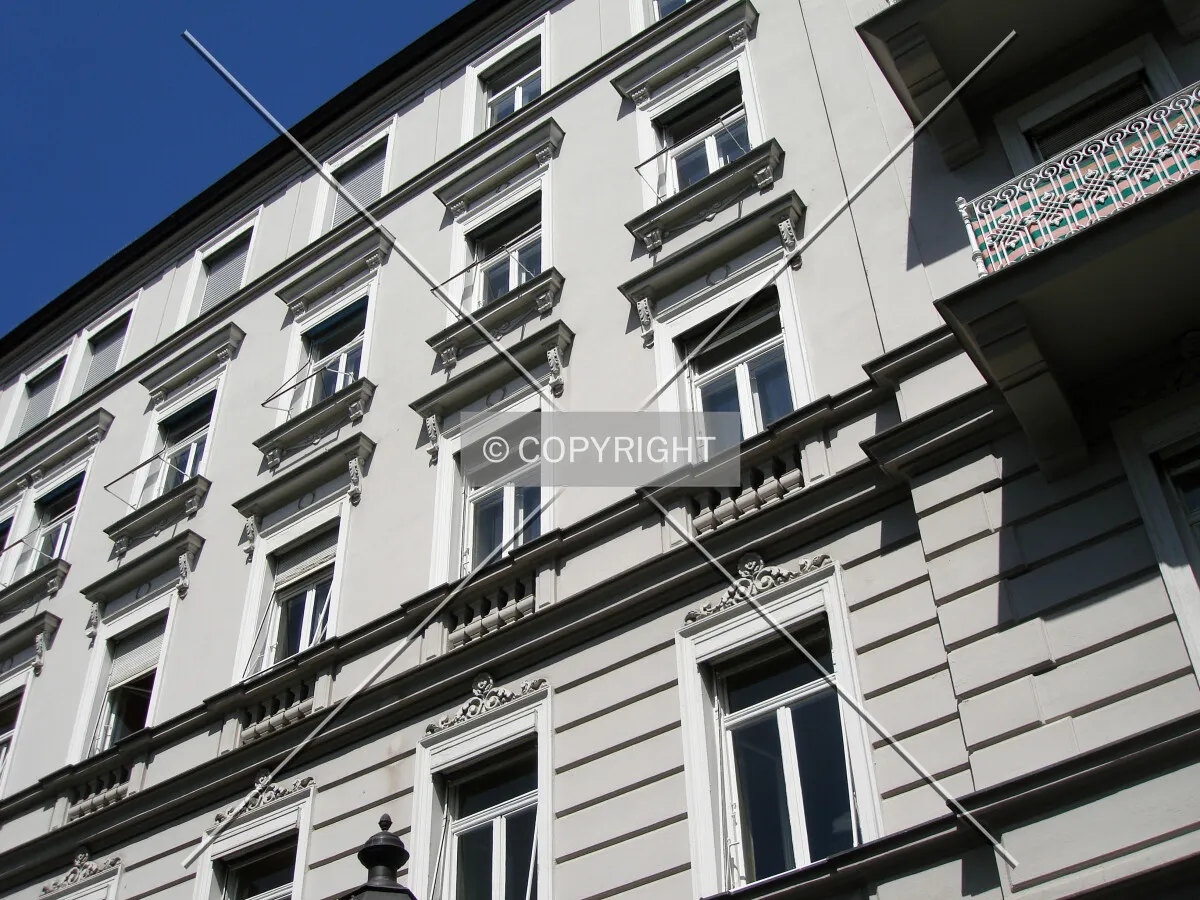 Looking up the front facade
