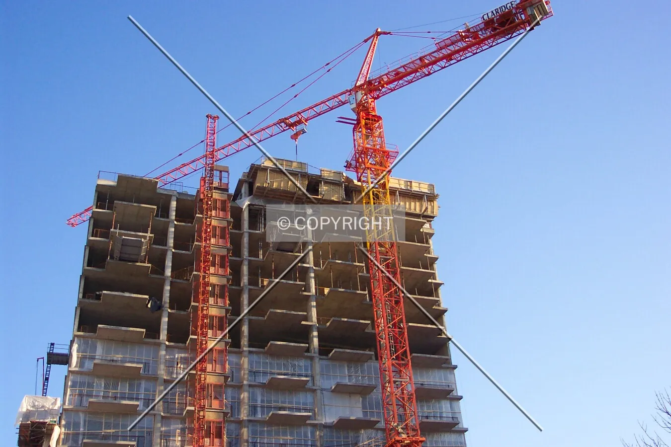 The top few floors, and the crane