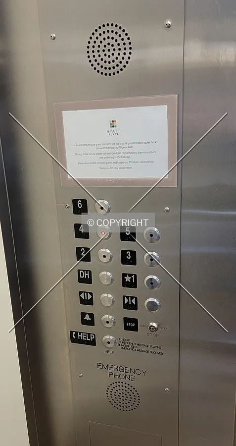 Elevator control panel; July 3, 2021