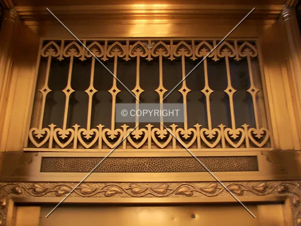 Grille over the restaurant entrance