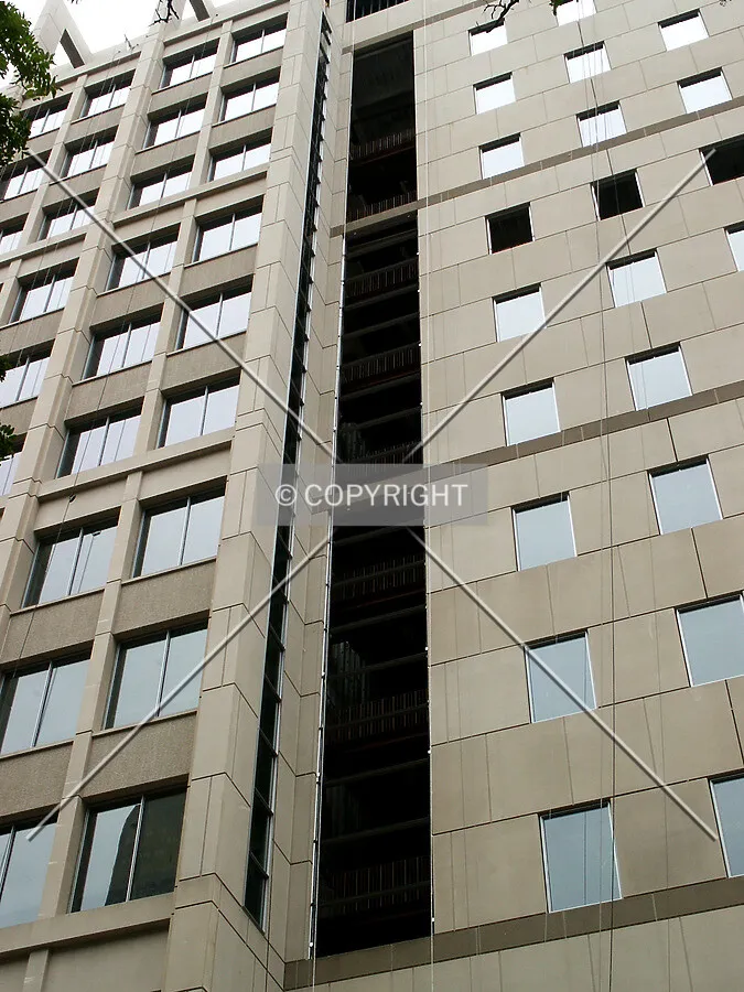 Looking up the west facade