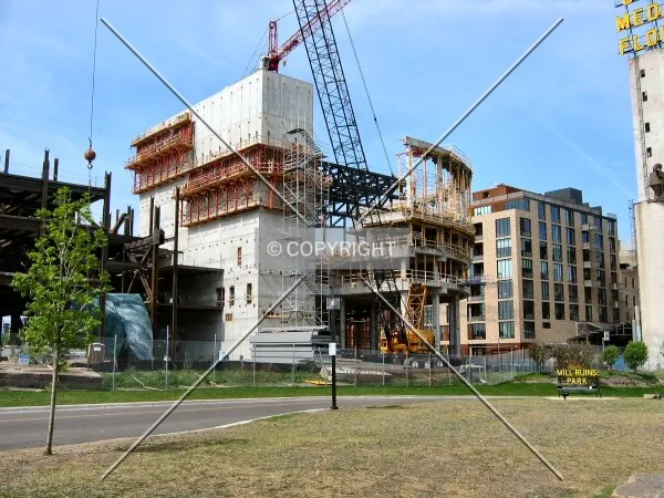 View to the southwest from across West River Parkway, Humboldt Lofts in the background