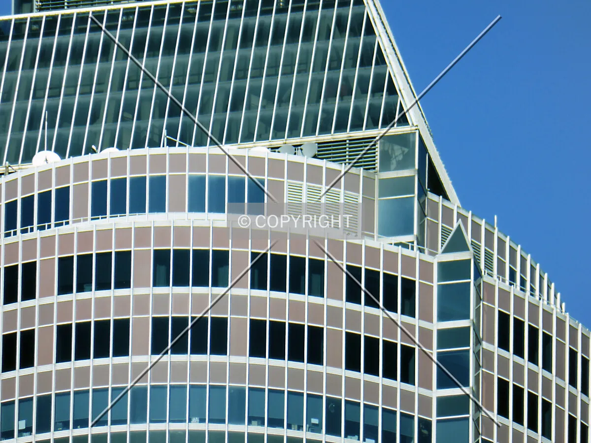 Roof and facade detail of the skyscraper