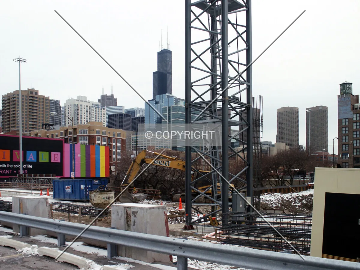 Base of the tower crane against the skyline
