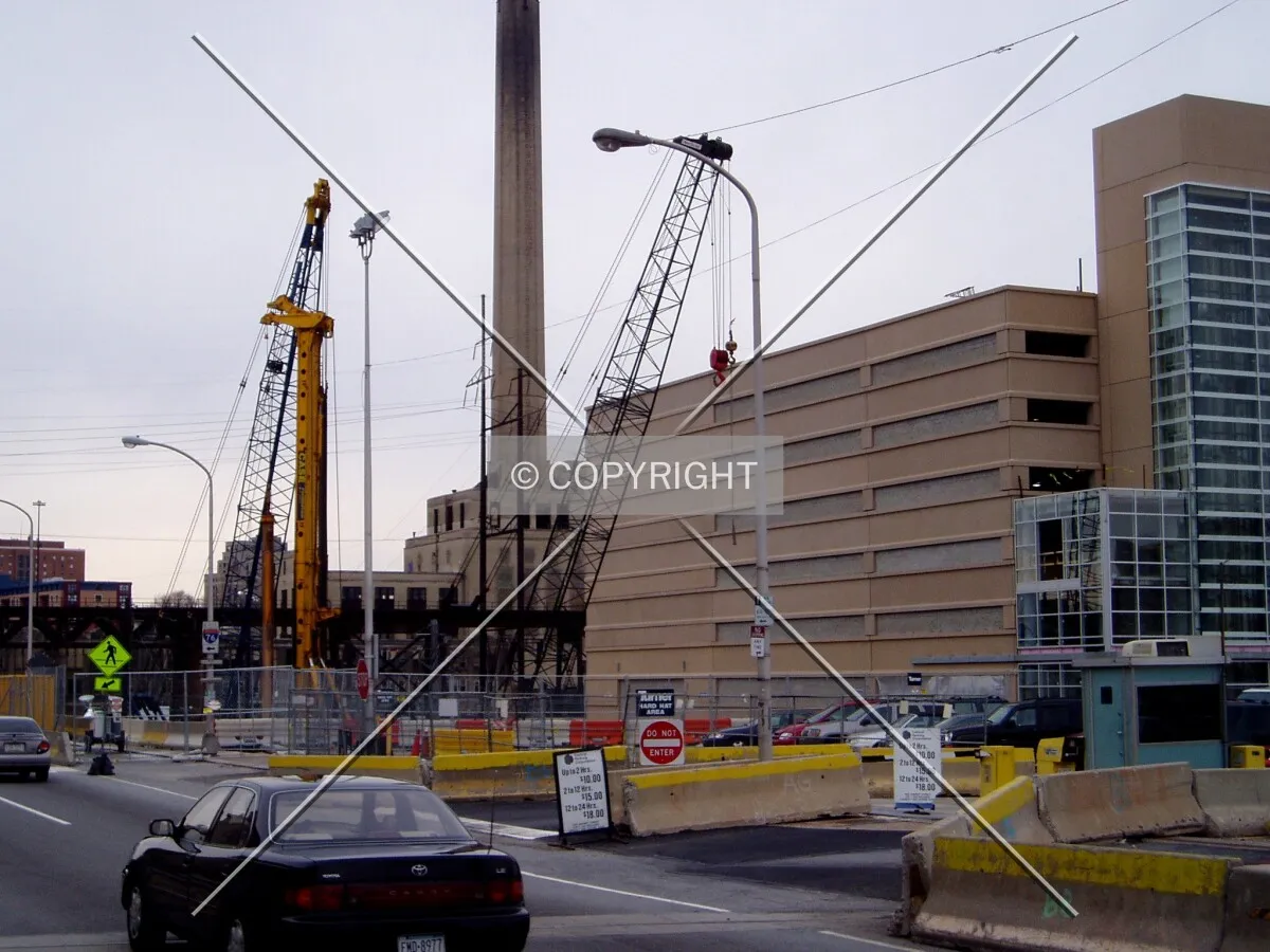 Overview of the site, from the southeast, during foundation work