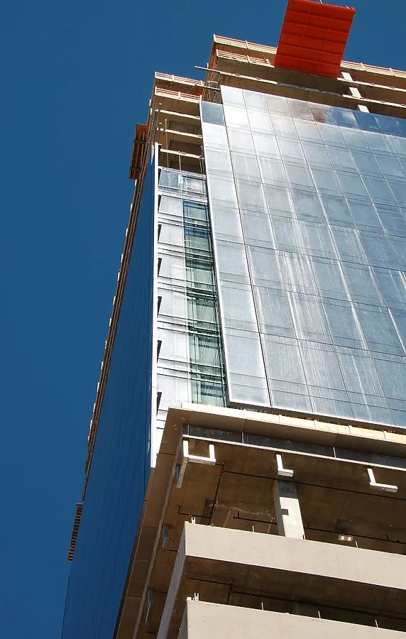 Looking up the west corner