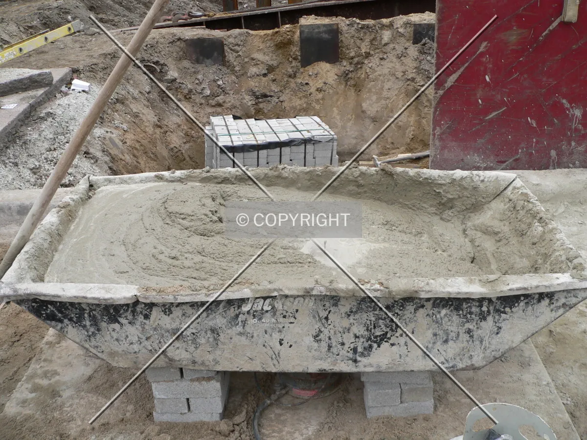 A batch of concrete being kept warm with a burner