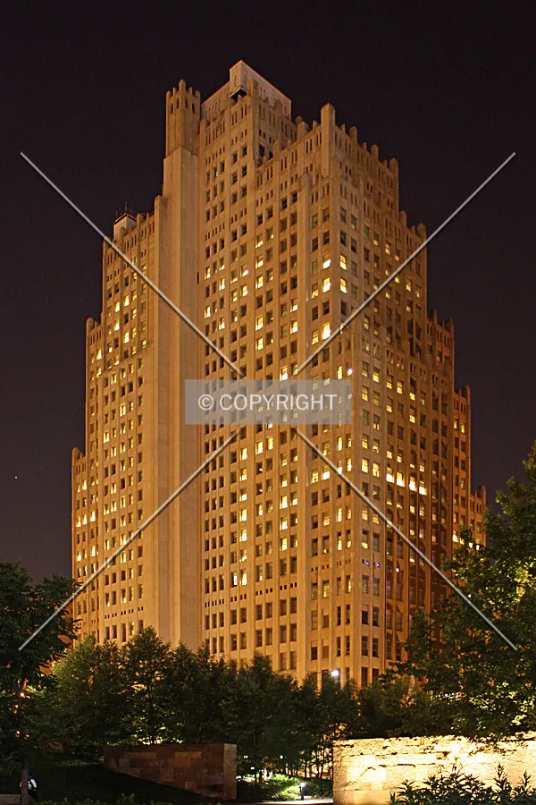 View from the southeast at night