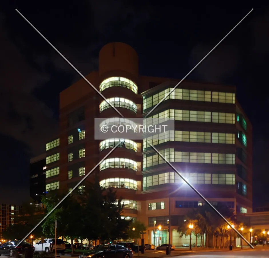 View from the northwest at night; June 15, 2019