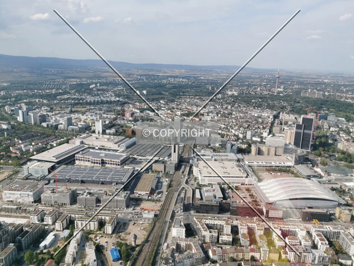 Flight with a helicopter over Frankfurt