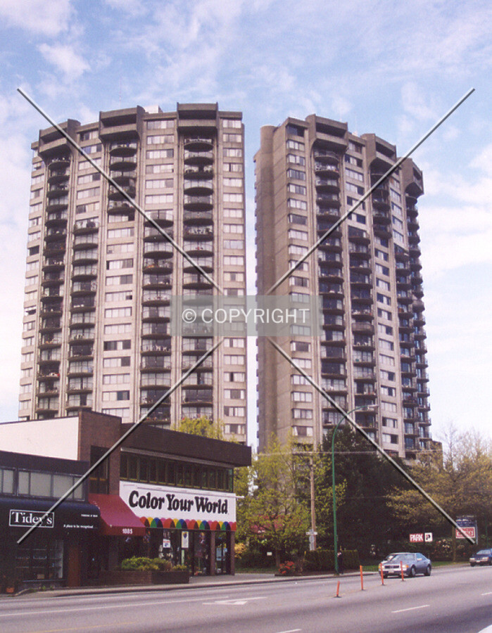 View from east, Tower B on right