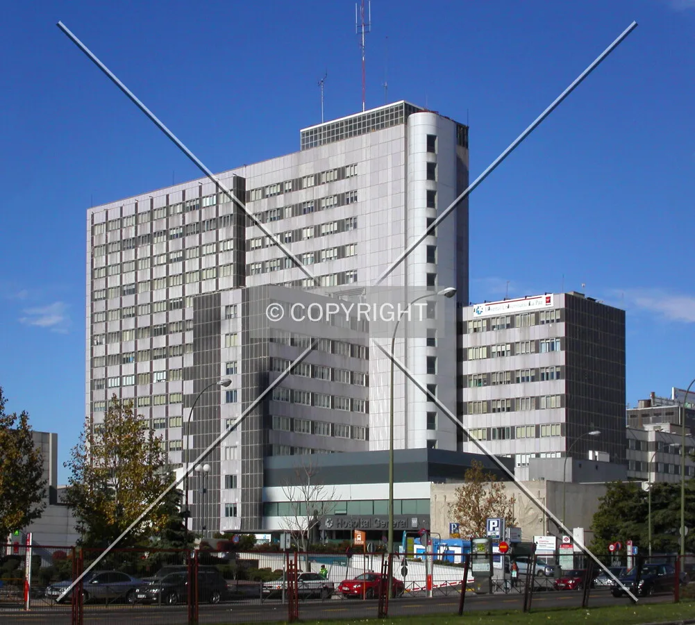 As seen from across Paseo de la Castellana