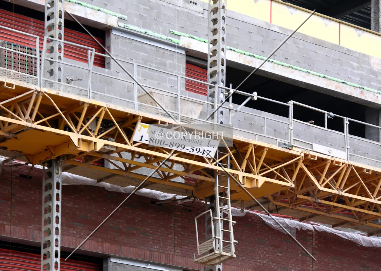 Scaffolding on the east side