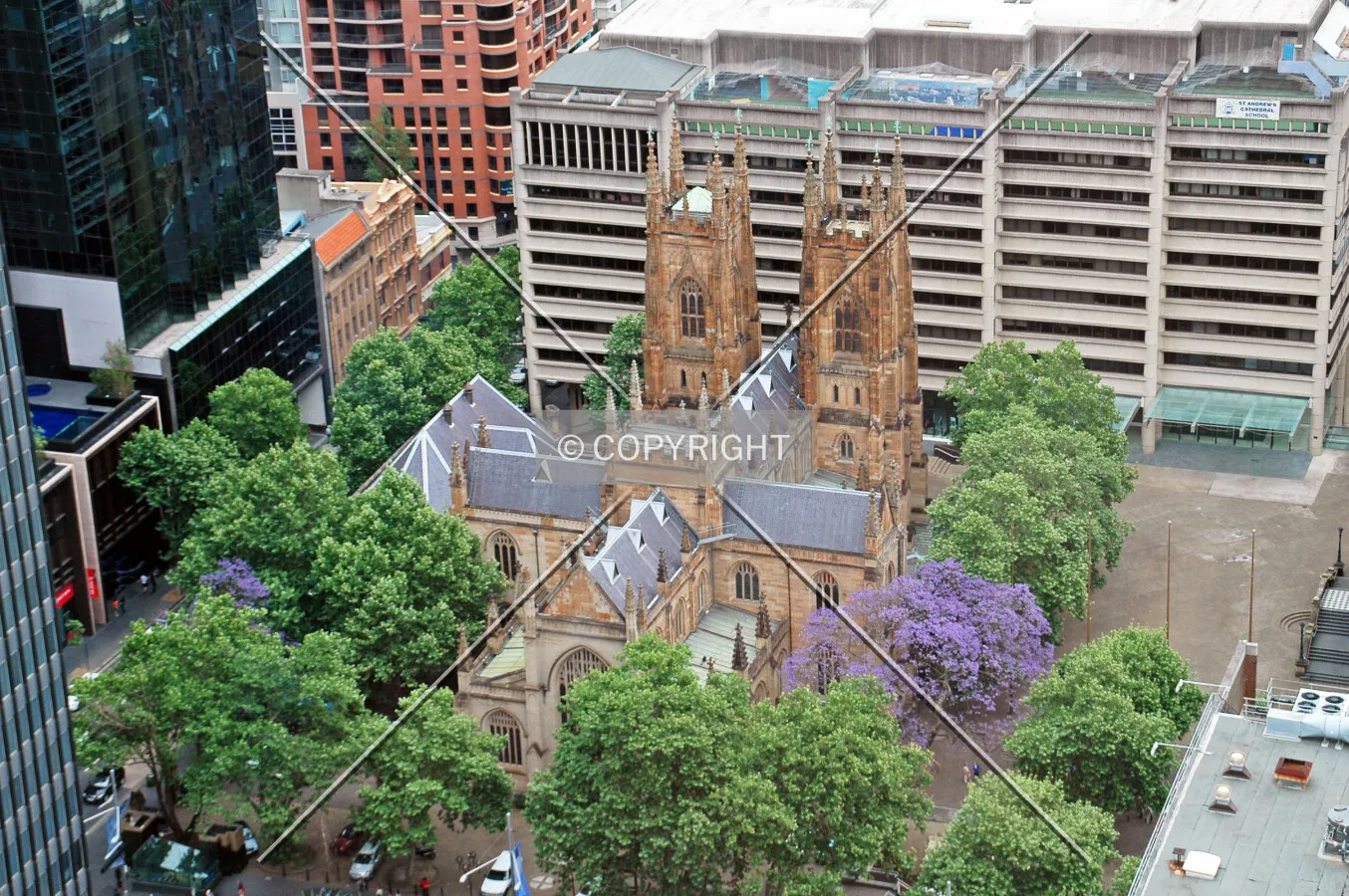 Elevated view from the east