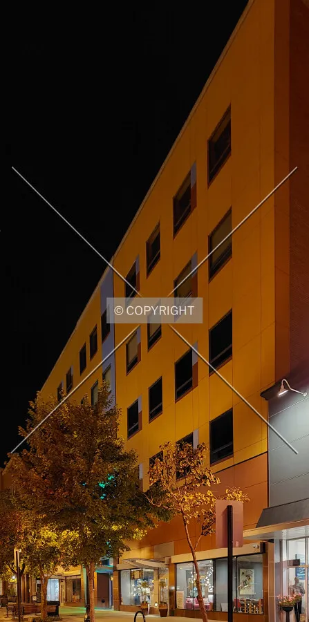 From the southeast at night; September 28, 2019