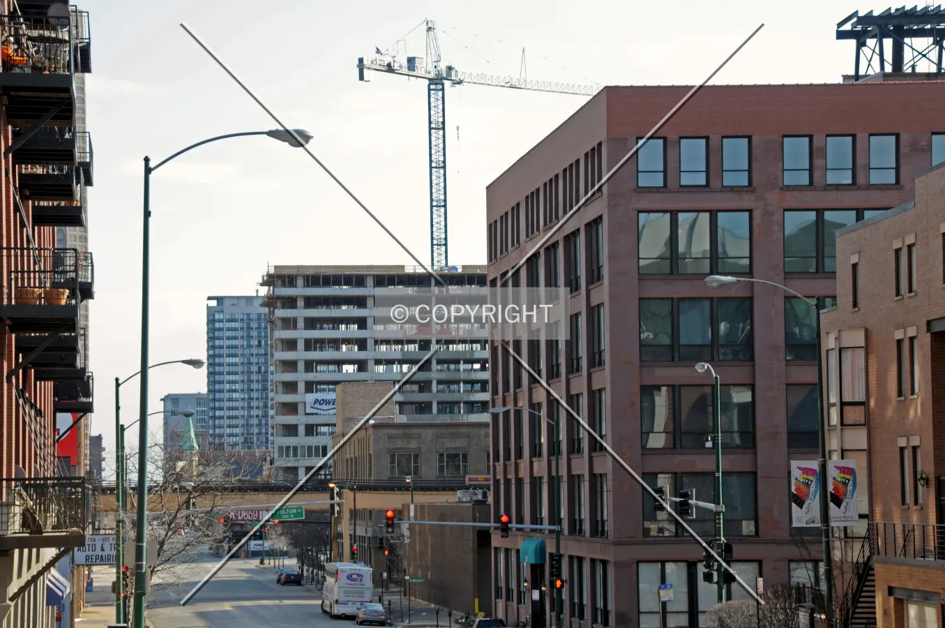 Looking south from the Des Plaines Street viaduct