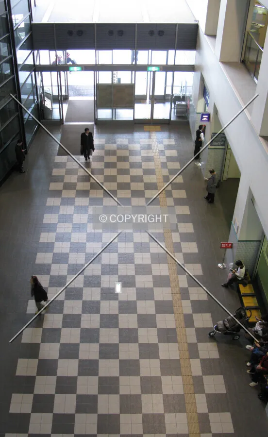 Looking down from the second floor