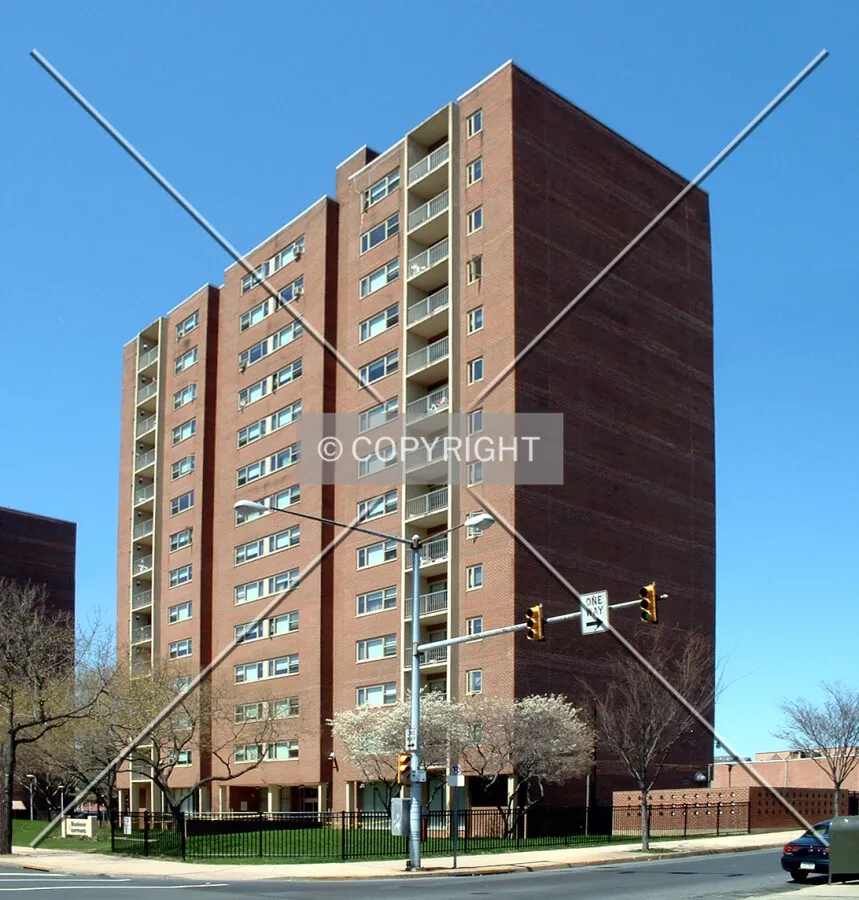 View from the southeast across Franklin Street