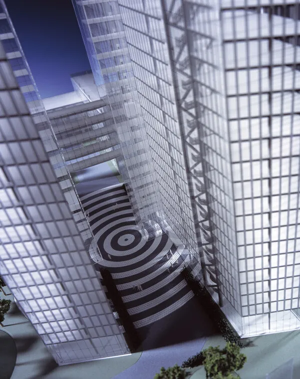 As seen between the two buildings (rendering)