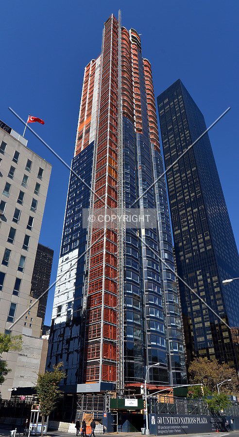 View from the southeast at 1st Avenue and 46th Street