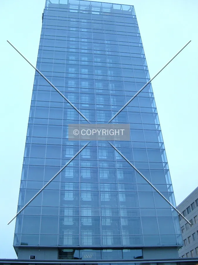 View of the elevator shafts on the northeastern side of the building