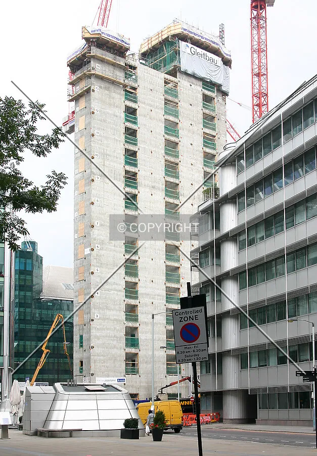 View northwest of the core from Moorfields