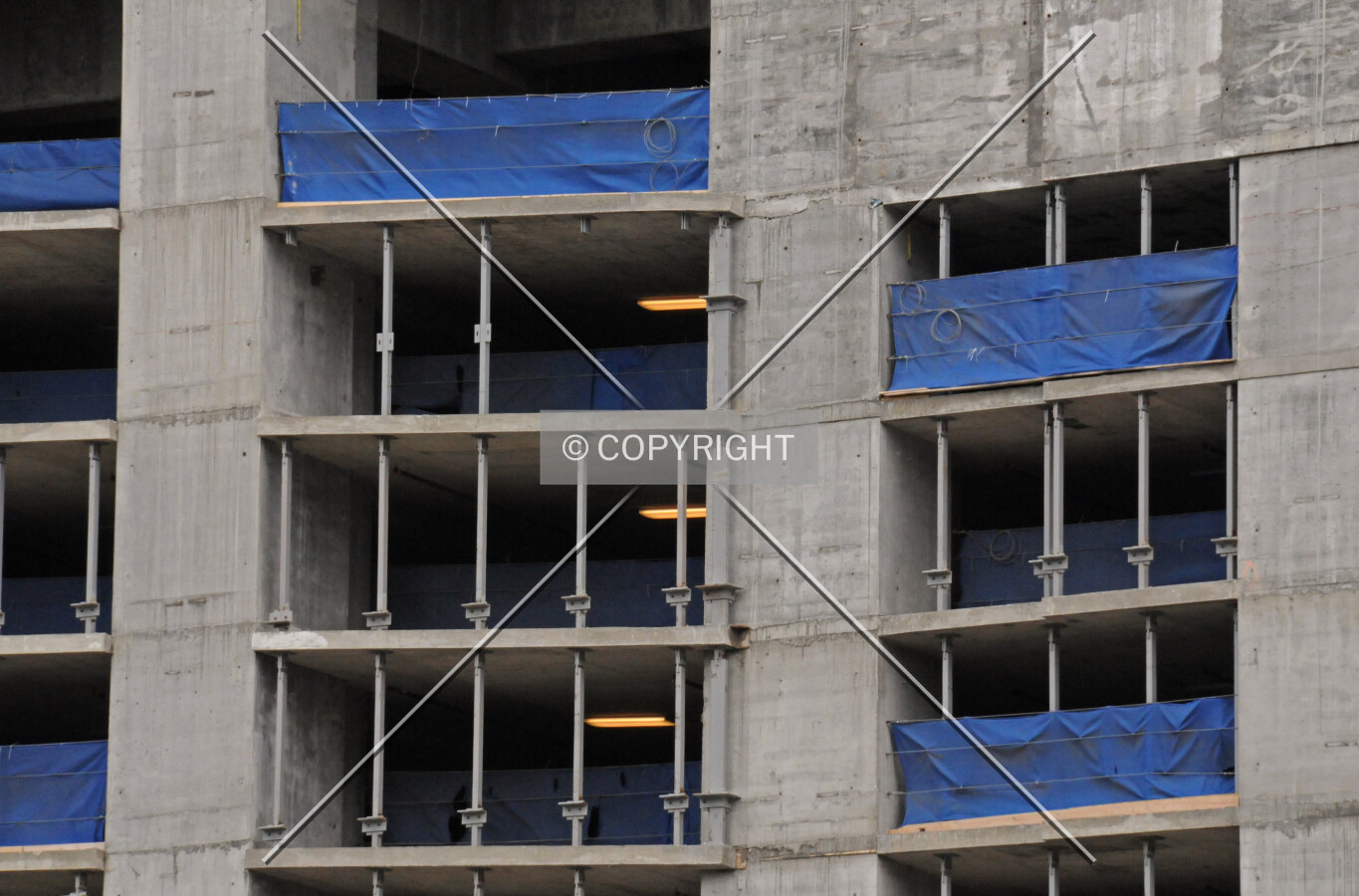 Framework for the future facade installation over the parking levels