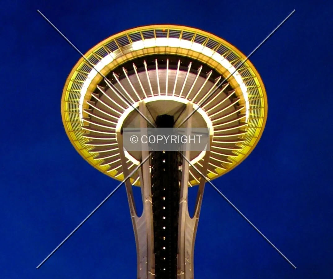 Observation deck and restaurant at night