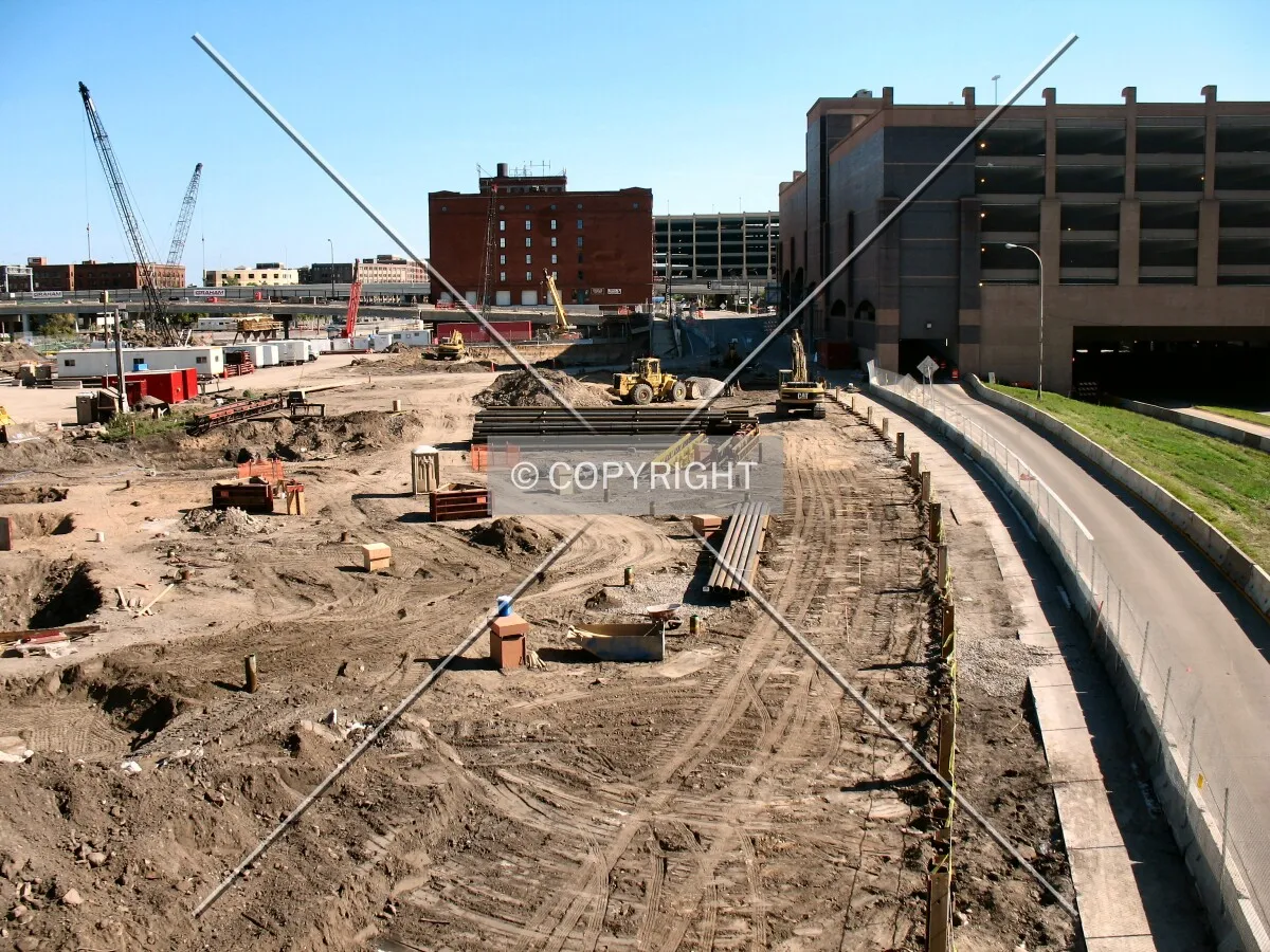 View to the northeast from 7th Street North, southeast side of the site
