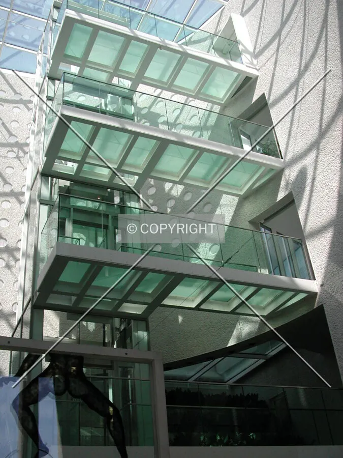 Looking up into the lobby