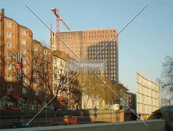 As seen from Westhafen Tower site nearby Main river bridge