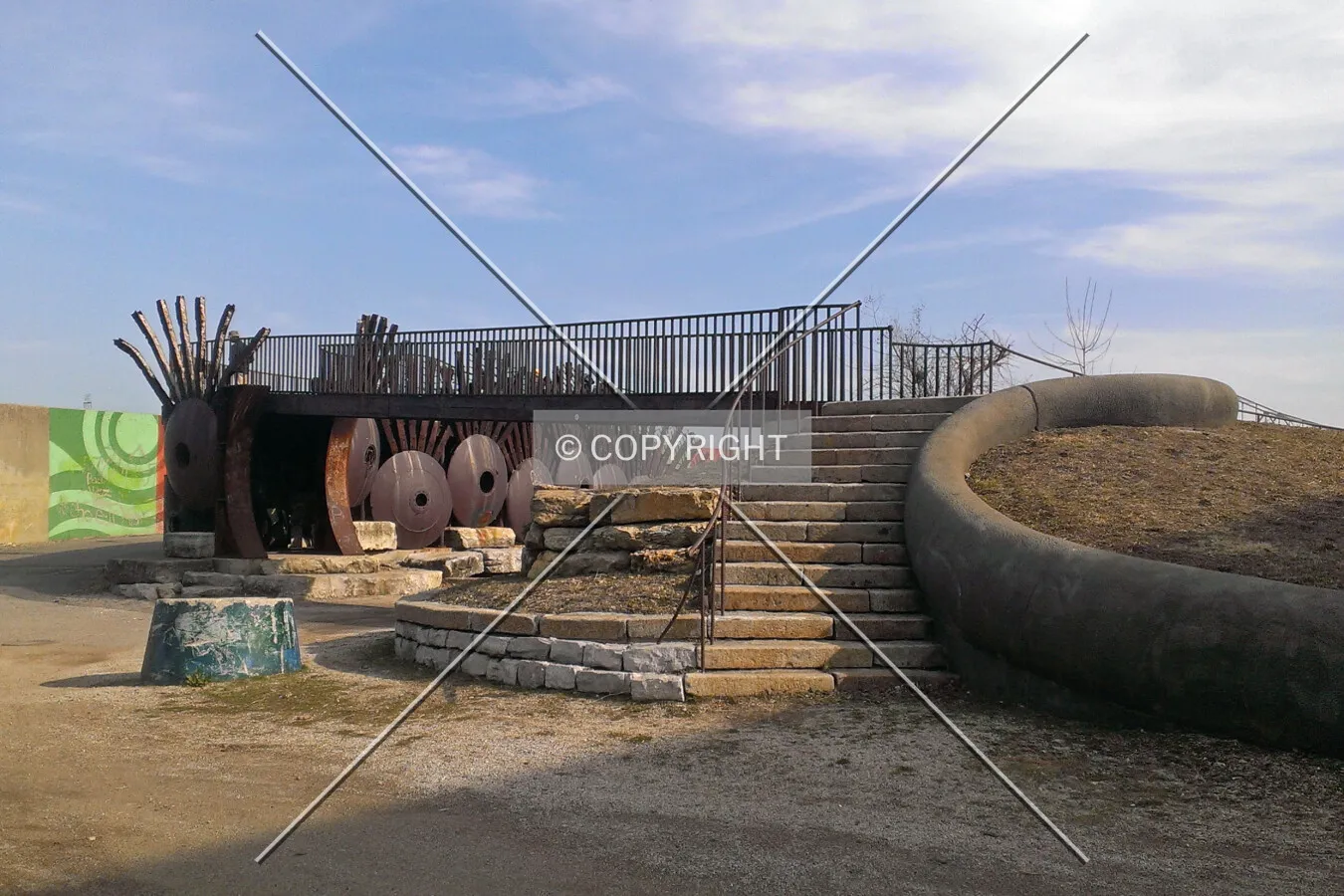 View of the bridge and dragon from the northwest; March 30, 2014