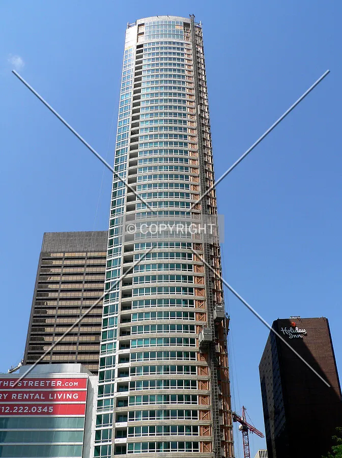 View up the east face from McClurg Court