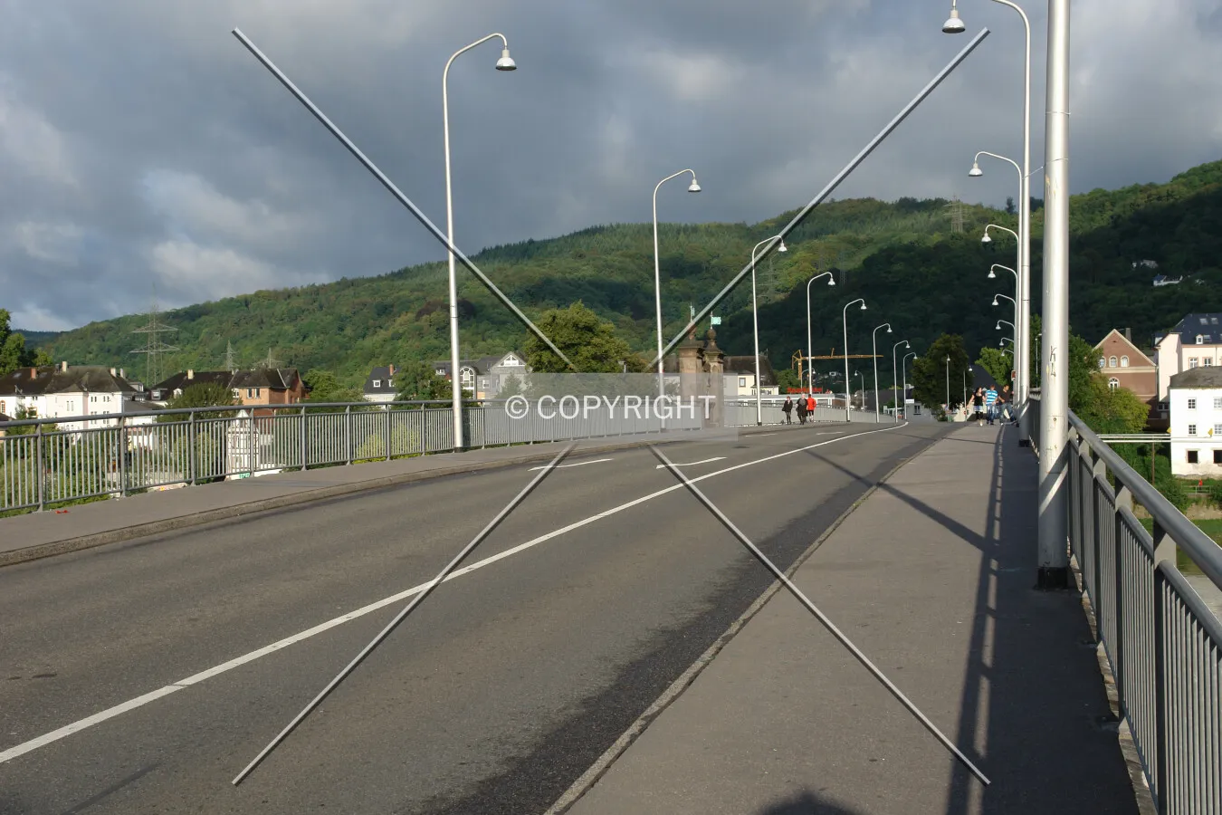 Street running on top of the bridge