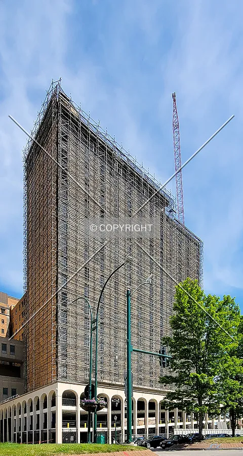 From the northwest during construction; June 14, 2021