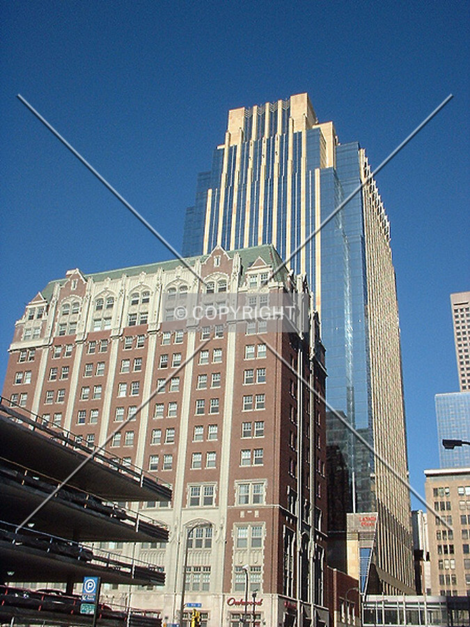 View to the north from LaSalle Avenue, Oakwood Apartments in the foreground