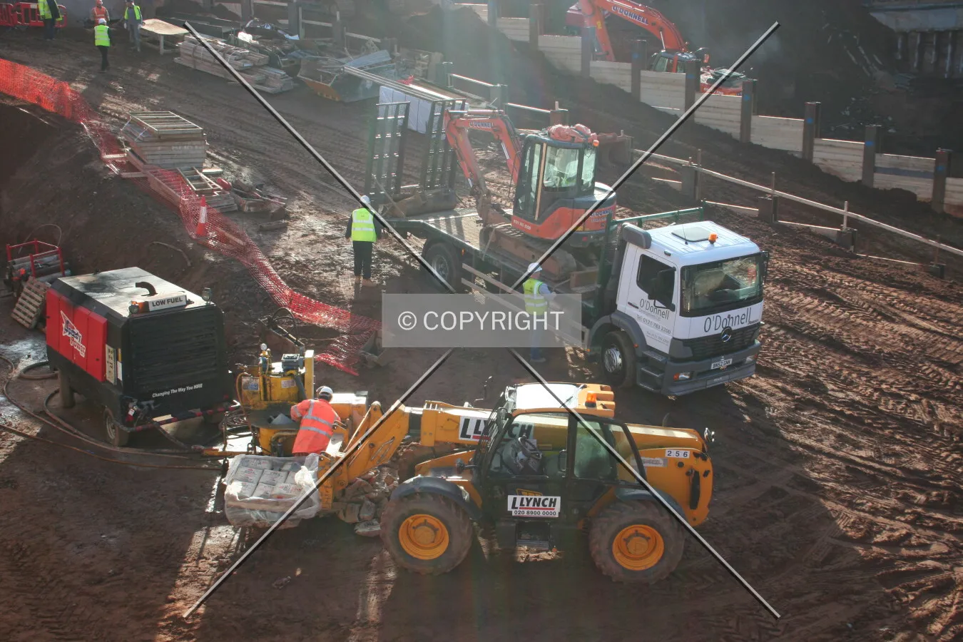 Looking down into the site