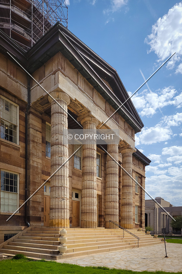 South entrance during restoration; April 23, 2022