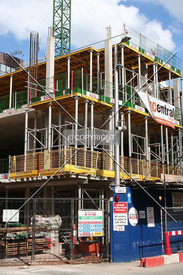 Looking up at the construction progress