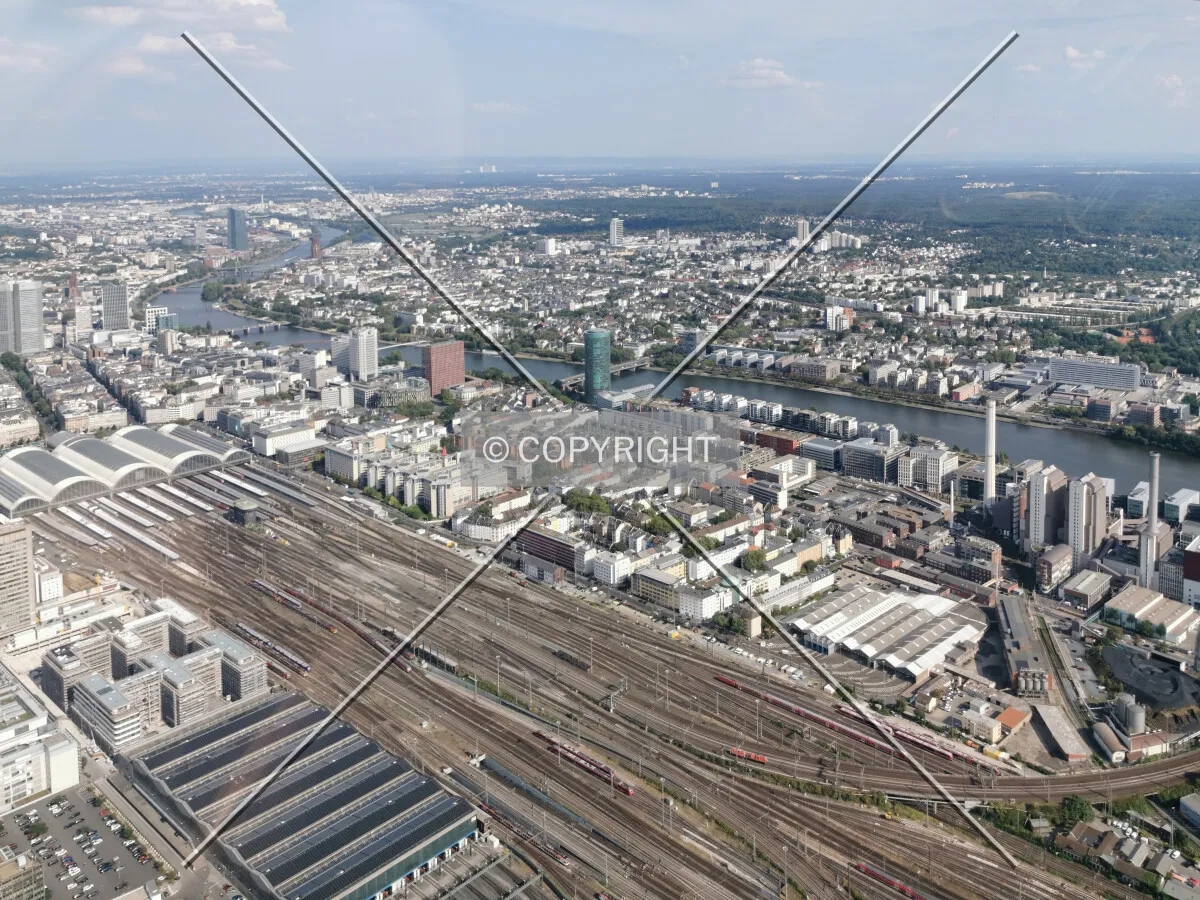 Flight with a helicopter over Frankfurt