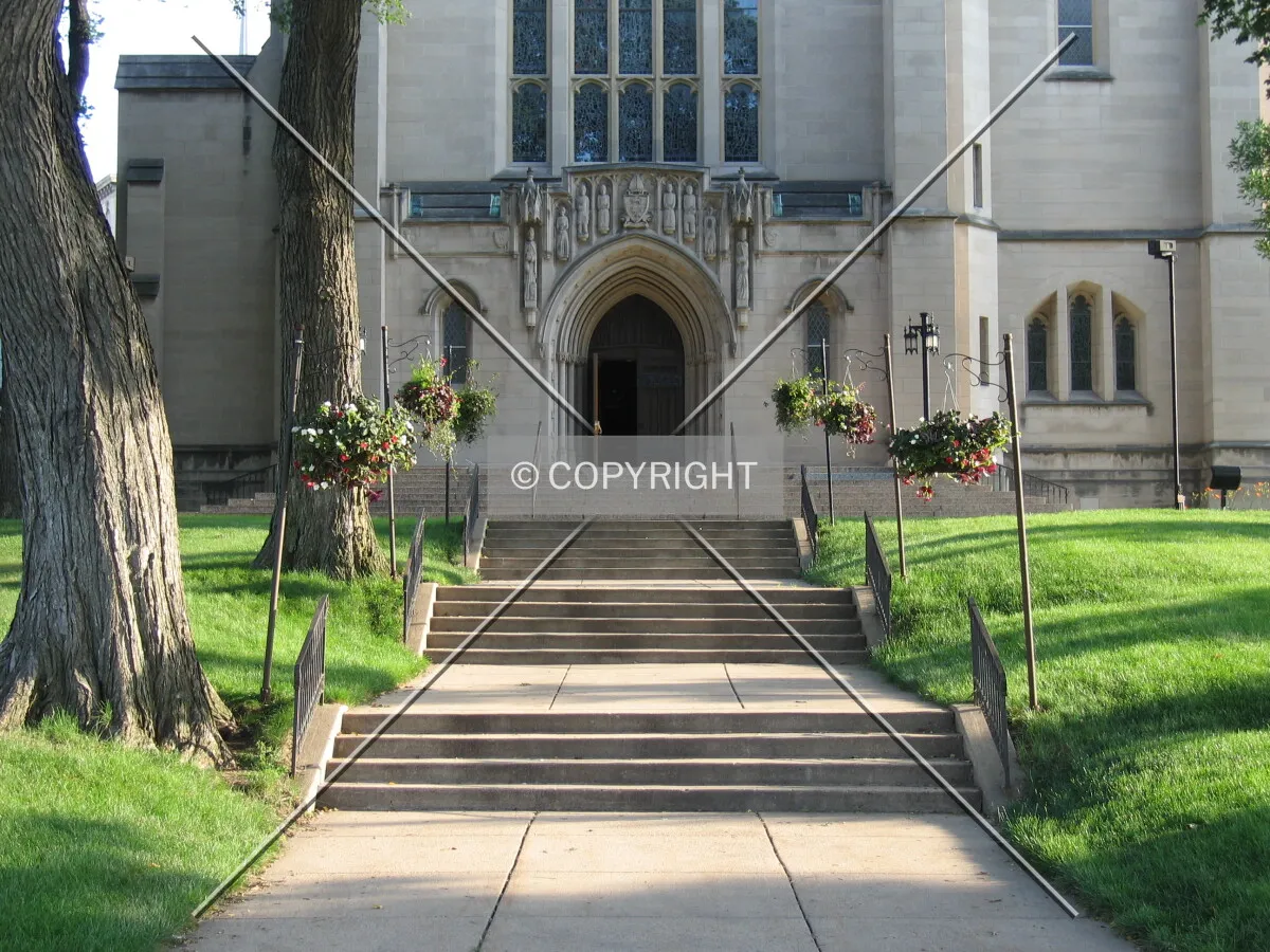 Stairs up to main entrance