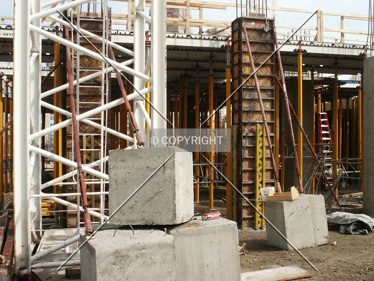 Base of the third tower crane on Davis Street