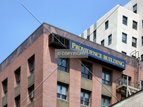 Building sign on southeast facade