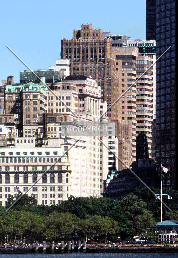 View from the south past Battery Park along Broadway