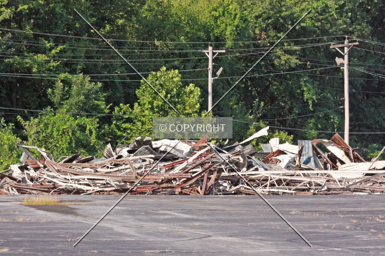 Scrap metal removed from the building